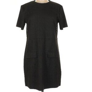 Zara black business casual short dress short sleeve zipper detail